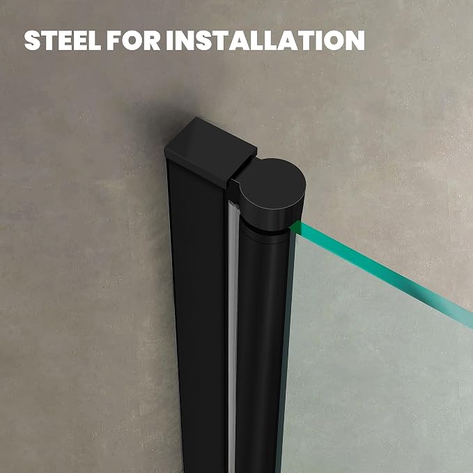 Bathtub Folding Shower Glass Door, Matte Black - Image 3