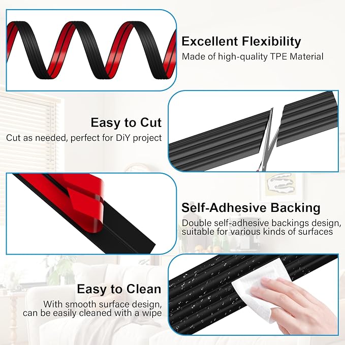 20FT Flexible Wall Corner Protector Moulding Trim, Peel and Stick Inside & - Image 4