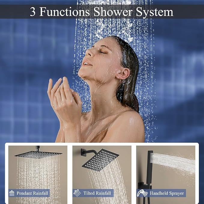 Matte Black Shower System, Knob Switch Diverter Shower Faucet Set - Image 3