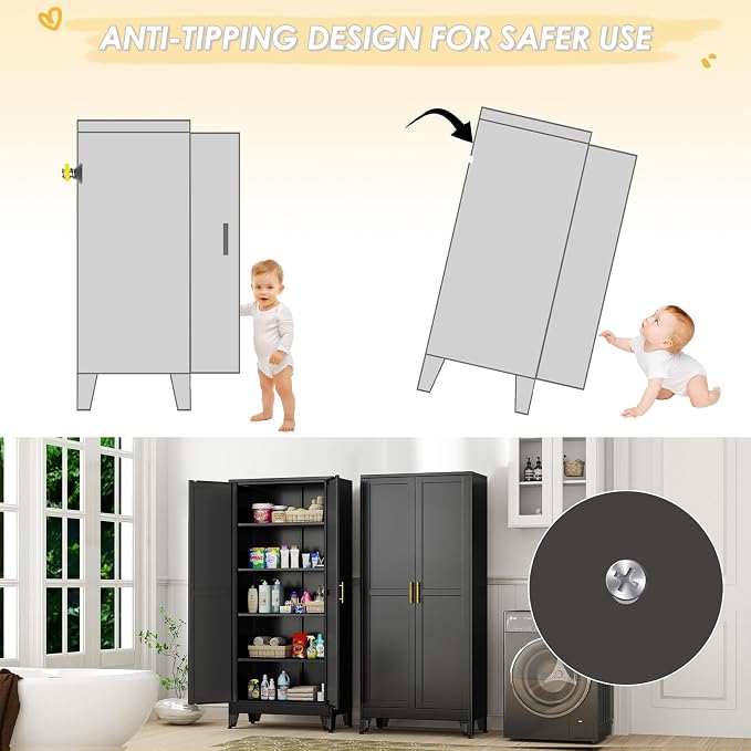 71" Tall Metal Storage Cabinet - Image 6