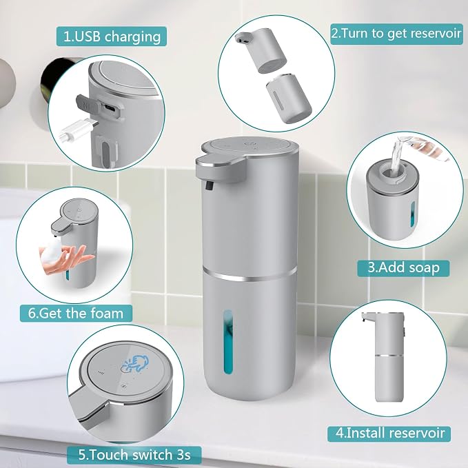 Automatic Soap Dispenser – Touchless Foaming Soap Dispenser 400ml USB - Image 4