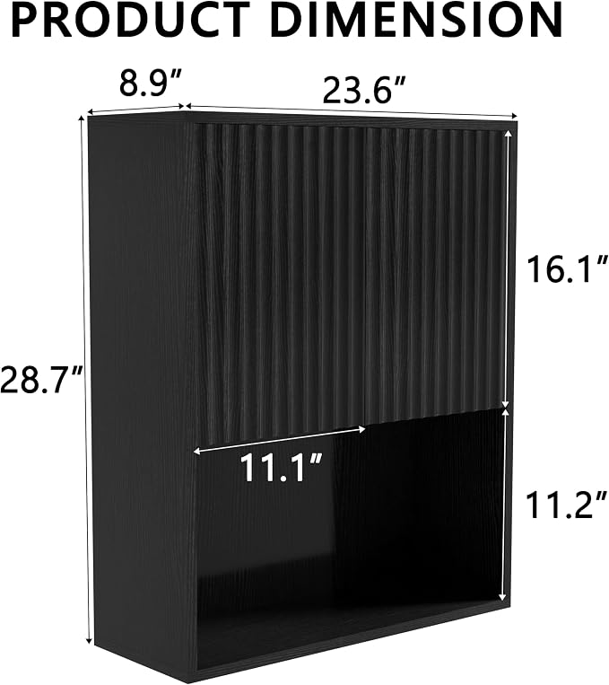 Fluted Bathroom Wall Cabinet Over The Toilet Storage, Wall Mounted Cabinet - Image 3