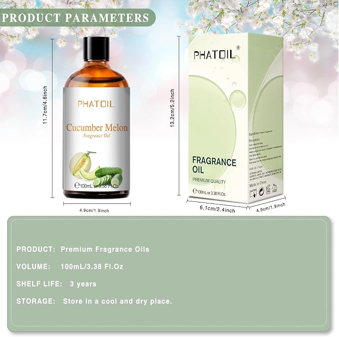 PHATOIL 3.38FL.OZ Cucumber Melon Fragrance Oils - Image 6