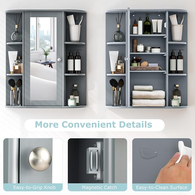 COSTWAY Wall Mounted Bathroom Cabinet - Image 8