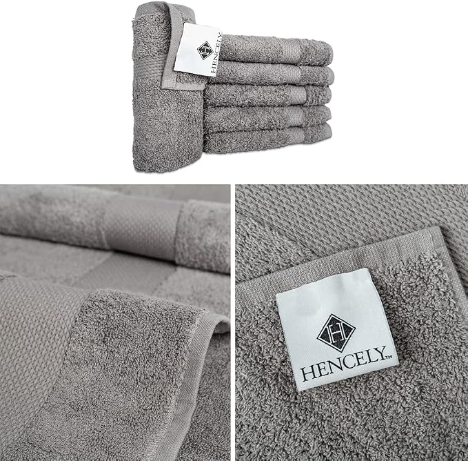 Hencely Premium 6-Pack Washcloths 12x12 Inches Soft Turkish Cotton High - Image 3