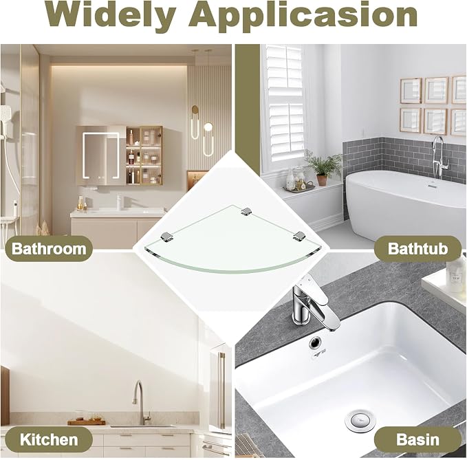 2-Pack Glass Corner Shower Shelves, Wall Shelf Bathroom - Image 9