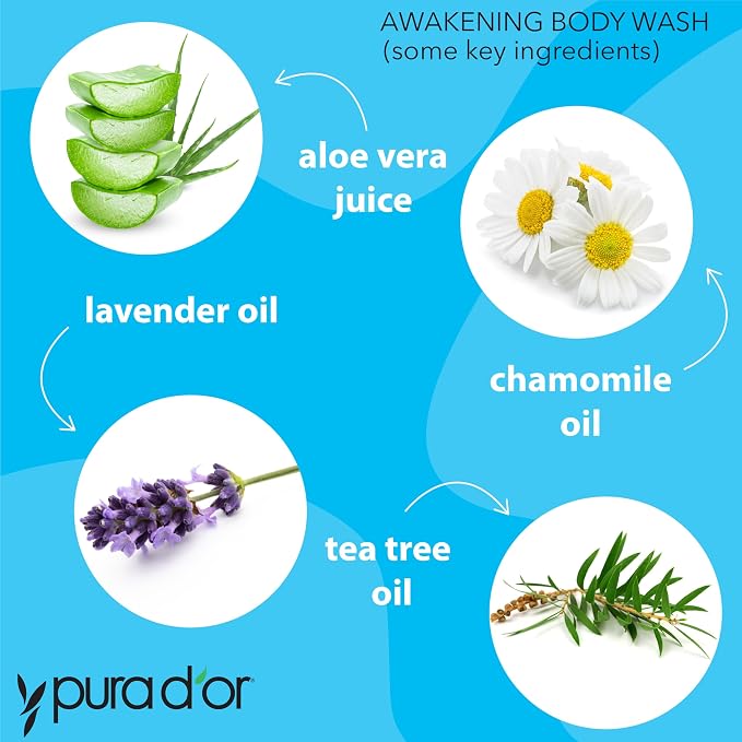 PURA D'OR Awakening Body Wash Aloe Vera, Tea Tree - Image 3