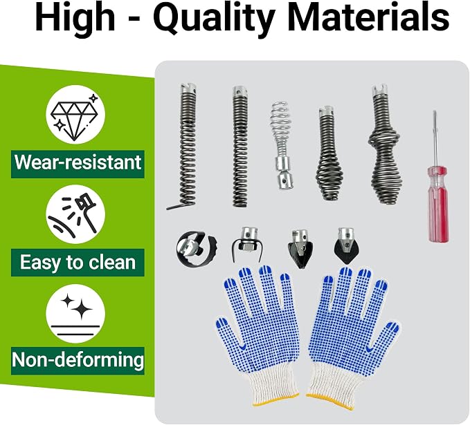 10PCS Drain Auger Cutter Set, Drain Snake Attachments Kit Drain Cleaning - Image 4