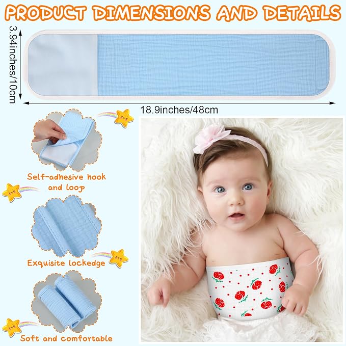 Vabean 8 Pcs Baby Infant Umbilical Cord Comfort Adjustable Cotton Belly Band - Image 2