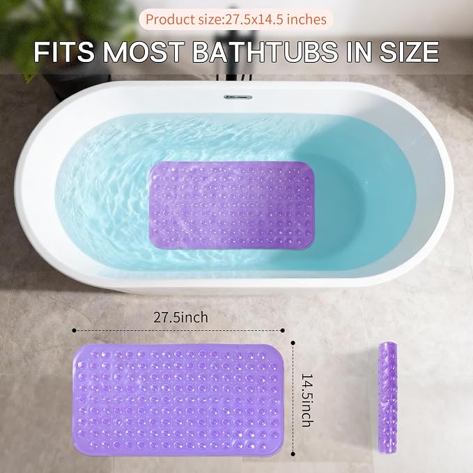 Anti-Slip Bathtub Shower mat, 27.5×14.5（Approximately 70×37cm） inch Soft - Image 3
