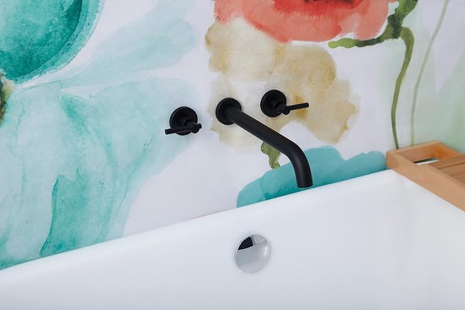Wall Mount Tub Filler, Two Handle Bathtub Faucet, Extra Long Spout Reach - Image 4