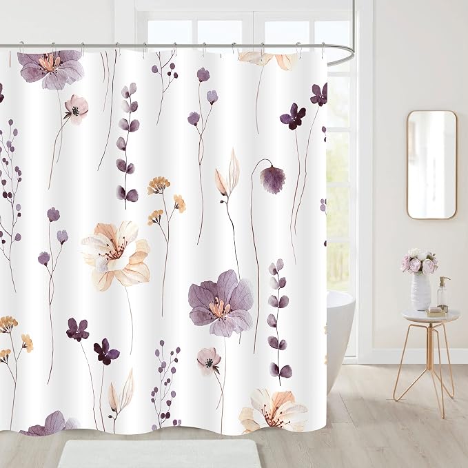 Gibelle Small Stall Shower Curtain 36 x 72, Narrow Half Watercolor Floral - Image 2