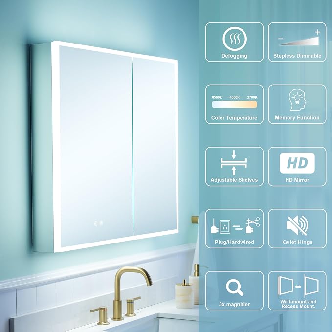 WELLFOR 36" X 30" Medicine Cabinet - Image 5