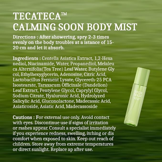 MD'S PICK Body Acne Spray, 360 Degrees Teca Teca Calming Soon Body Mist-Vegan - Image 6