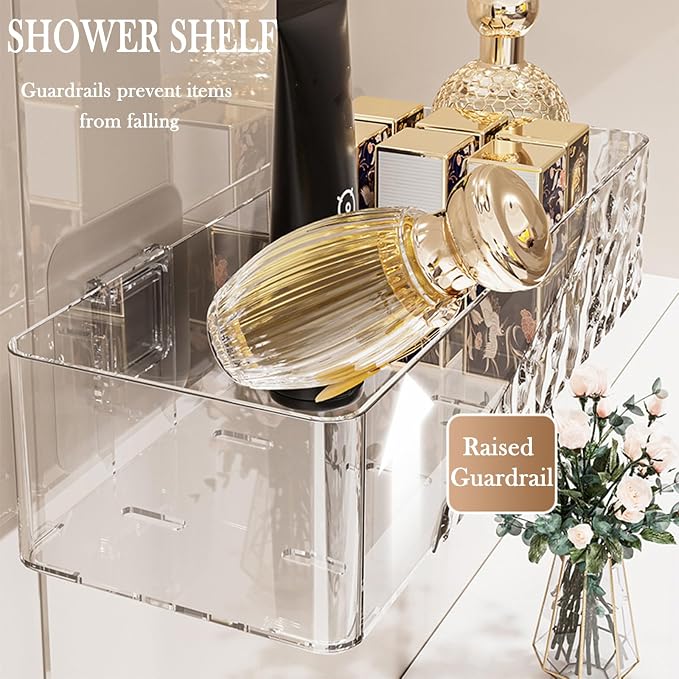 Wall Mounted Bathroom Caddy Organizer, Adhesive Shower Shelf - Image 4