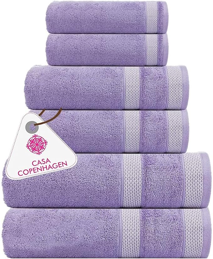 CASA COPENHAGEN Solitaire 6 Pieces Towel Set- Purple Rose, 600 GSM 2 Bath Towel by CASACOPENHAGEN