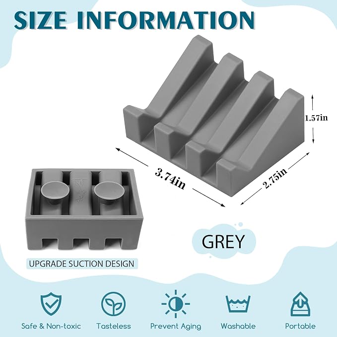 Silicone Soap Dish with Drain, Upgrade Double Suction Cups at The Bottom - Image 2