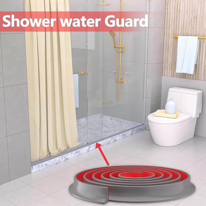New Collapsible Shower Threshold Water Dam, Self Adhesive Silicone Waterproof - Image 6