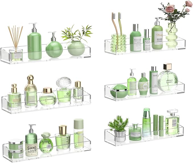 6PCS Acrylic Floating Shelves for Wall, Bathroom Shelf by Unknown