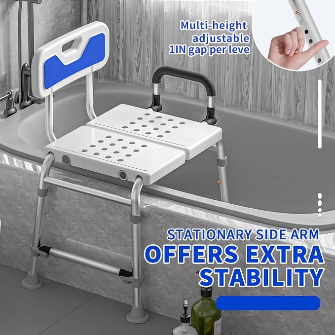 Heavy Duty Width Adjustable Bath Tub Transfer Shower Bench - Image 5