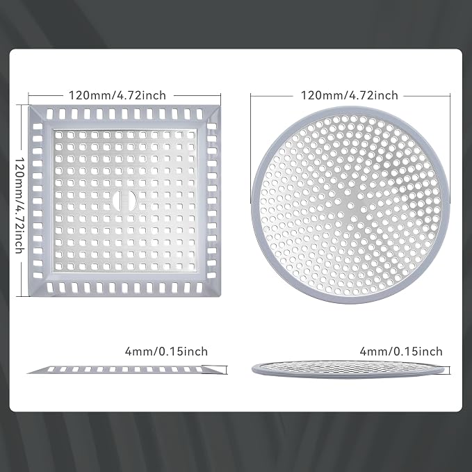 Makerfire 2PCS Shower Drain Hair Catcher, Flat Shower Drain Cover/Filter - Image 2