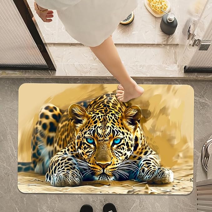 Bath Mat Rug, Beautiful Leopard Non Slip Quick Dry Super Absorbent Thin - Image 7