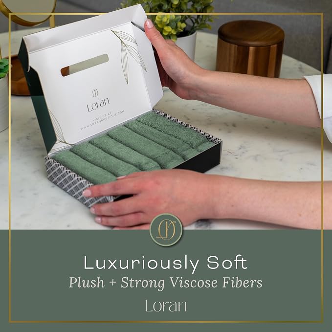 Sage Green Washcloths Set of 6 Soft Facial Cloths 10” x 10” 100% Viscose - Image 4