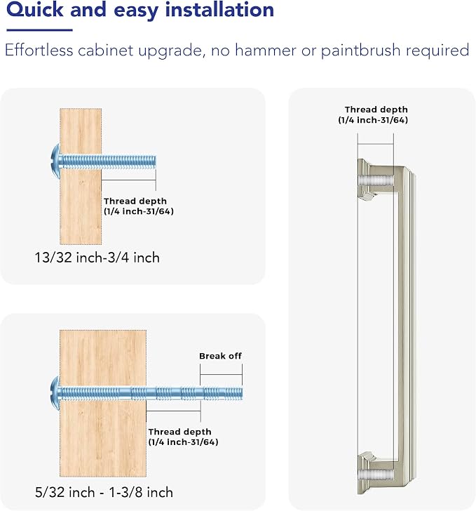 Ravinte Hardware 15 Pack Brushed Nickel Cabinet Pulls, 5 Inch Hole Center Zinc - Image 3