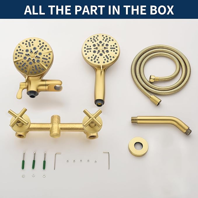 2 Handle Shower Faucet Shower System Complete 2 in 1 Shower Combo Set - Image 6