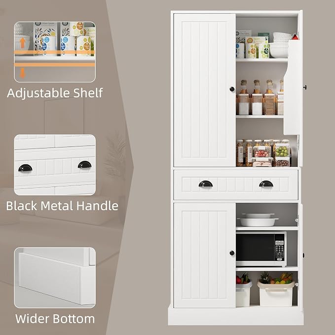 4 EVER WINNER 72" Tall Pantry Cabinet, Farmhouse Storage Cabinet - Image 5