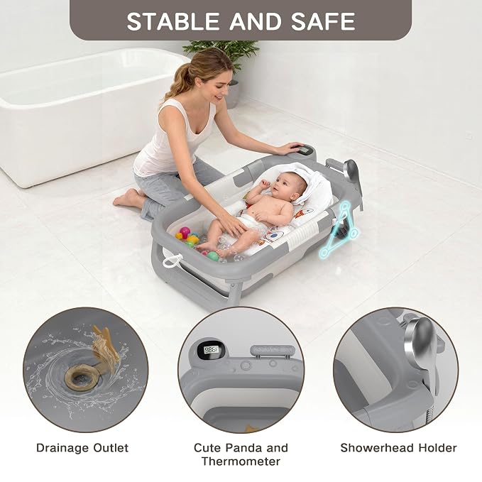 Collapsible Baby Bathtub for Newborn to Toddler, Portable Baby Bath Tub for - Image 4