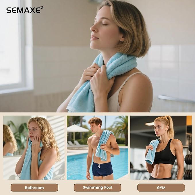 SEMAXE 6-Pack Blue Hand Towels - Image 7