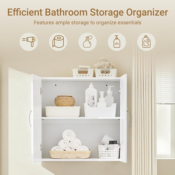 SoBuy Wall Cabinet Laundry Room Kitchen, Wall Mounted Storage Cabinet, Medicine - Image 4