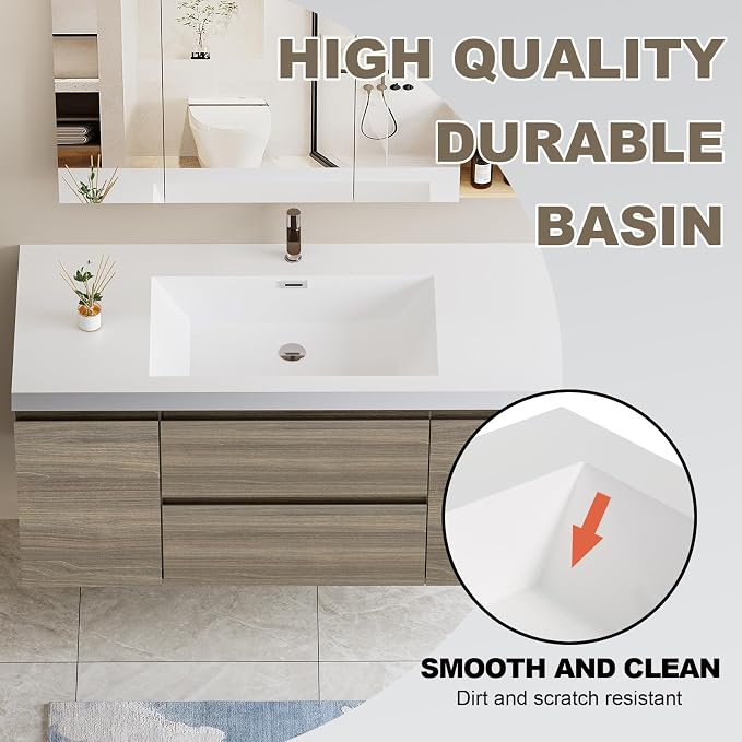 Floating Vanity Bathroom, 48 Inch Bathroom Vanity - Image 3
