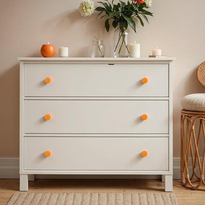 Ravinte 3 Pack Cabinet Knobs Orange Kitchen Cabinet Knobs Round Dresser Drawer - Image 5