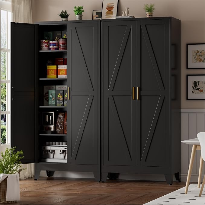 Metal Kitchen Pantry Cabinet, Rustic Freestanding Cupboard by Unknown