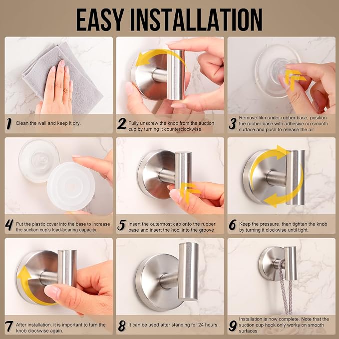 Suction Cup Hook for Shower, 16 Pack Wall Mount Towel Holder, Removable Towel - Image 4