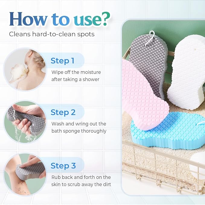 Magic Exfoliating Bath Sponge, 2025 Upgrade 3D Super Soft Exfoliating Bath - Image 3