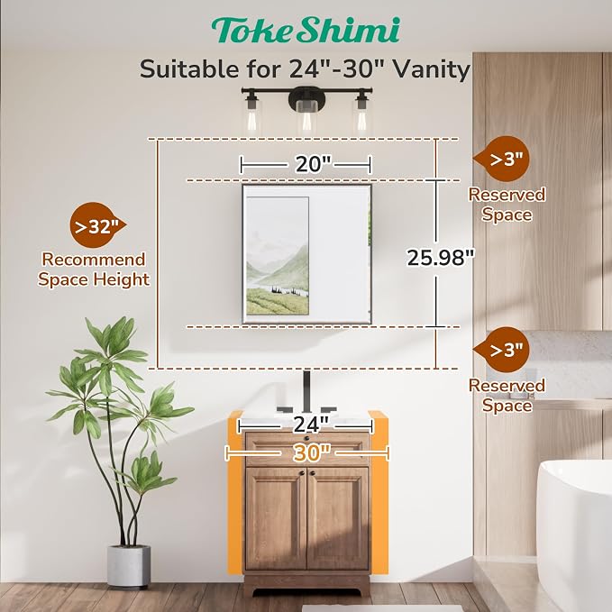TokeShimi 20 x 26 Recessed Medicine Cabinet - Image 8