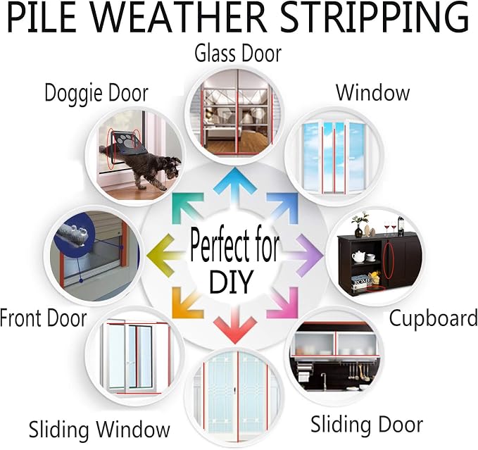 Brush Weatherstrip for Sliding Window Side, Pile Weatherstripping Door Sealers - Image 7
