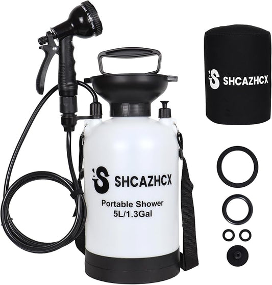 1.3 Gallon/5L Portable Outdoor Shower, 10 Spray Modes, No Power Needed by Unknown