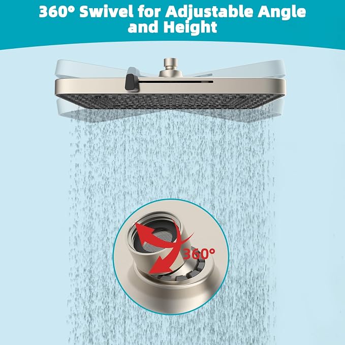 Hibbent 5 Spray Modes Shower Head, Large Rainfall Showerhead, High Flow - Image 6