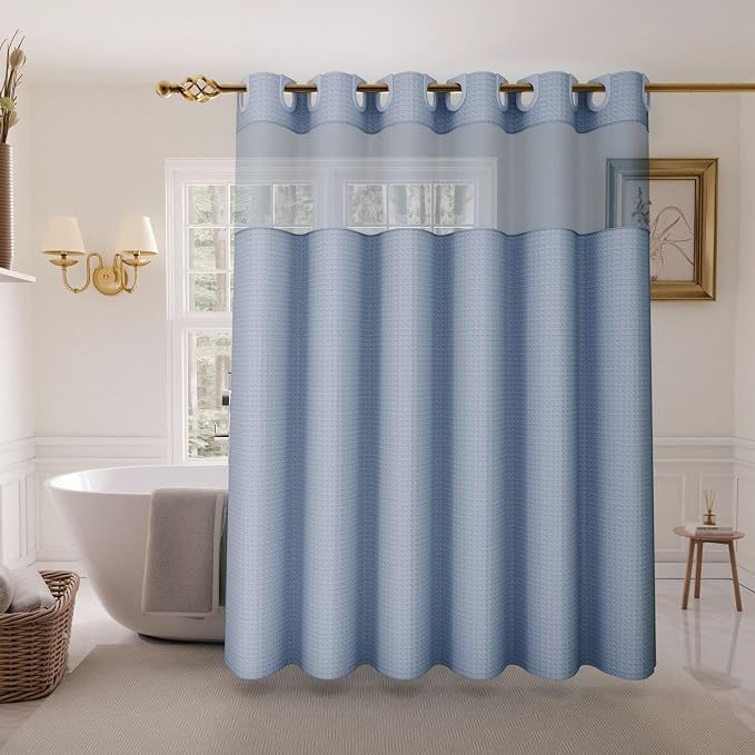 Inhousolu Long No Hook Shower Curtain by INHOUSOLUHOMEDECOR