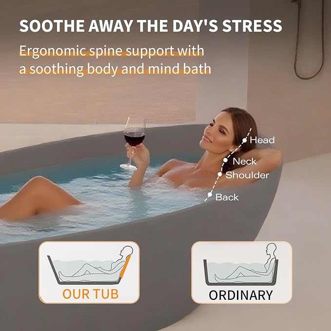 Abruzzo 65" Freestanding Solid Surface Bathtub - Image 5