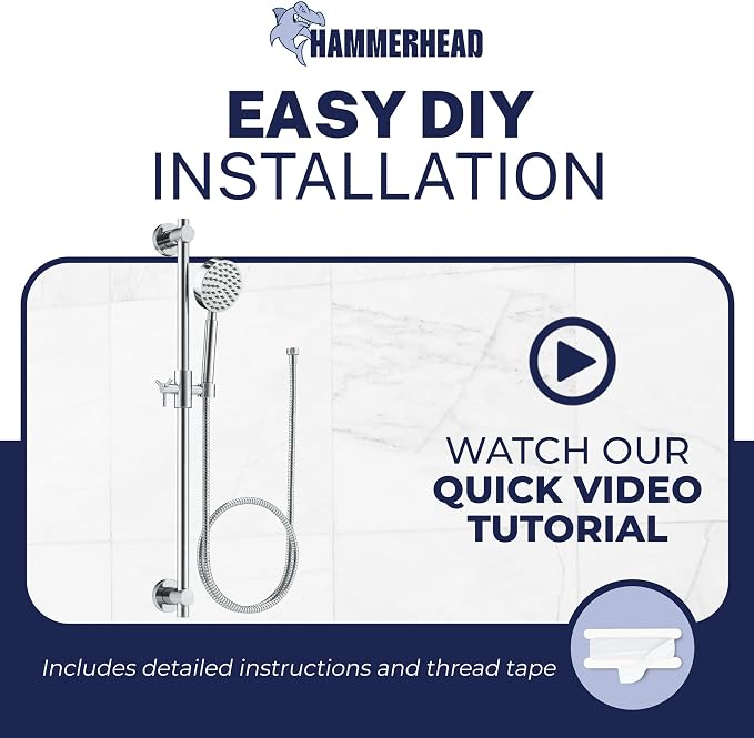 HammerHead Showers® SOLID METAL 27.5 Inch Shower Slide Bar Set and Handheld - Image 5