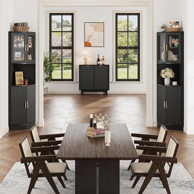 64.9" Tall Corner Cabinet, Modern Fluted Storage Cabinet - Image 3