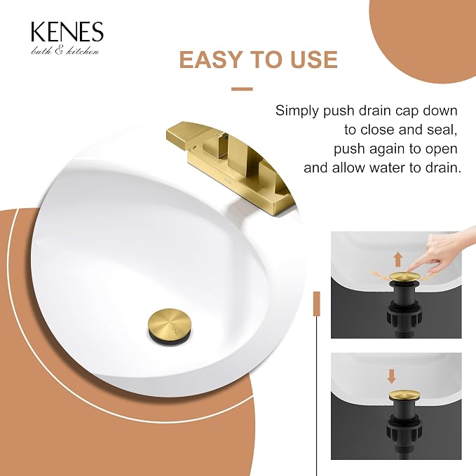 KENES Bathroom Vessel Sink Pop Up Drain Without Overflow Assembly, Lavatory - Image 4