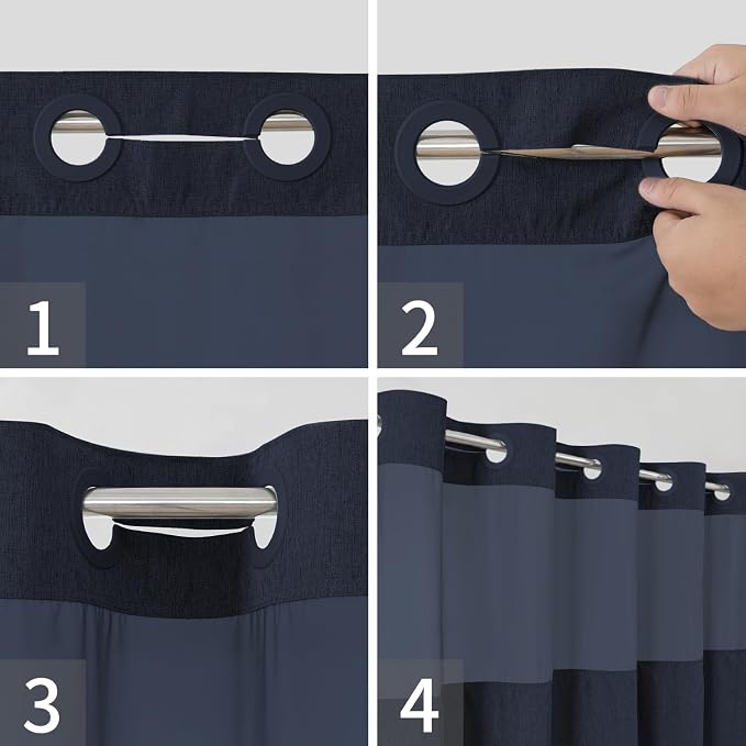 No Hooks Needed Linen Textured Shower Curtain - Image 5