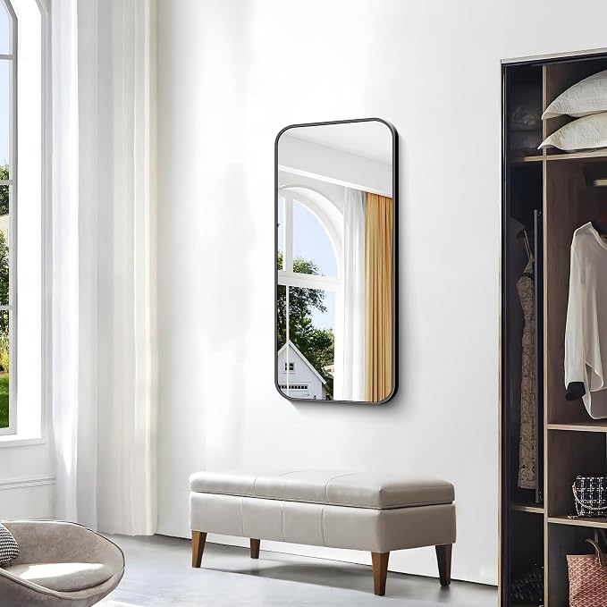 BONEWEI 20x40 inch Bathroom Mirror, Wall Mounted Bathroom Frame Vanity Mirror - Image 8