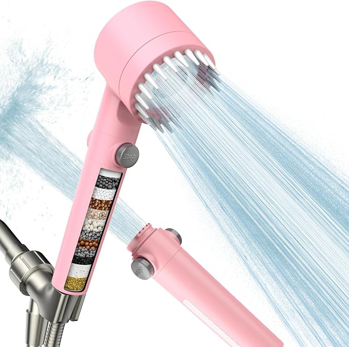 Filtered Shower Head with Handheld, High Pressure Water Flow and Multiple Spray by Sipaote